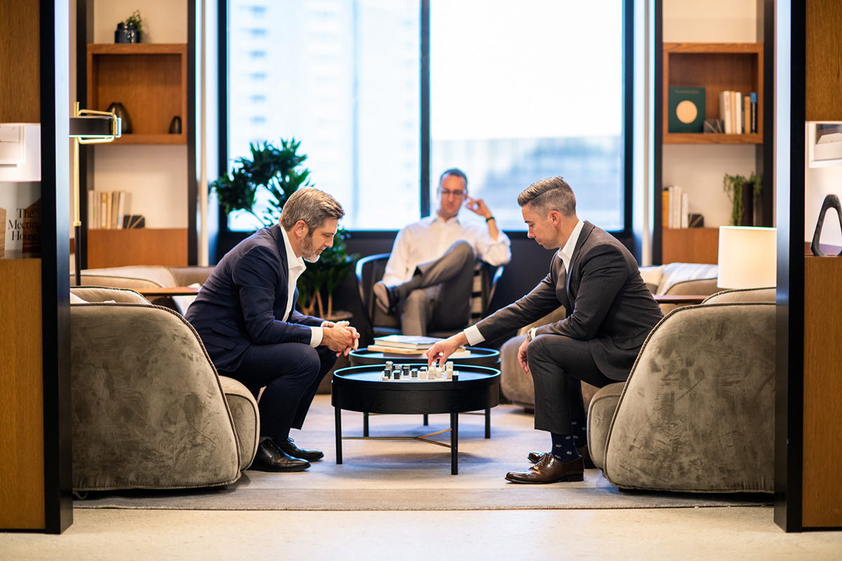 John Shenk and Mark Sedlander Playing Chess